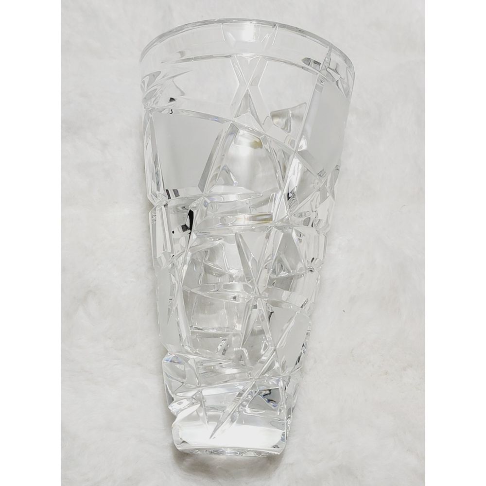 Caesar Crystal Bohemiae Hand Cut Lead Crystal Miter Vase 6.5" Karel Rosa Signed - Picture 11 of 13